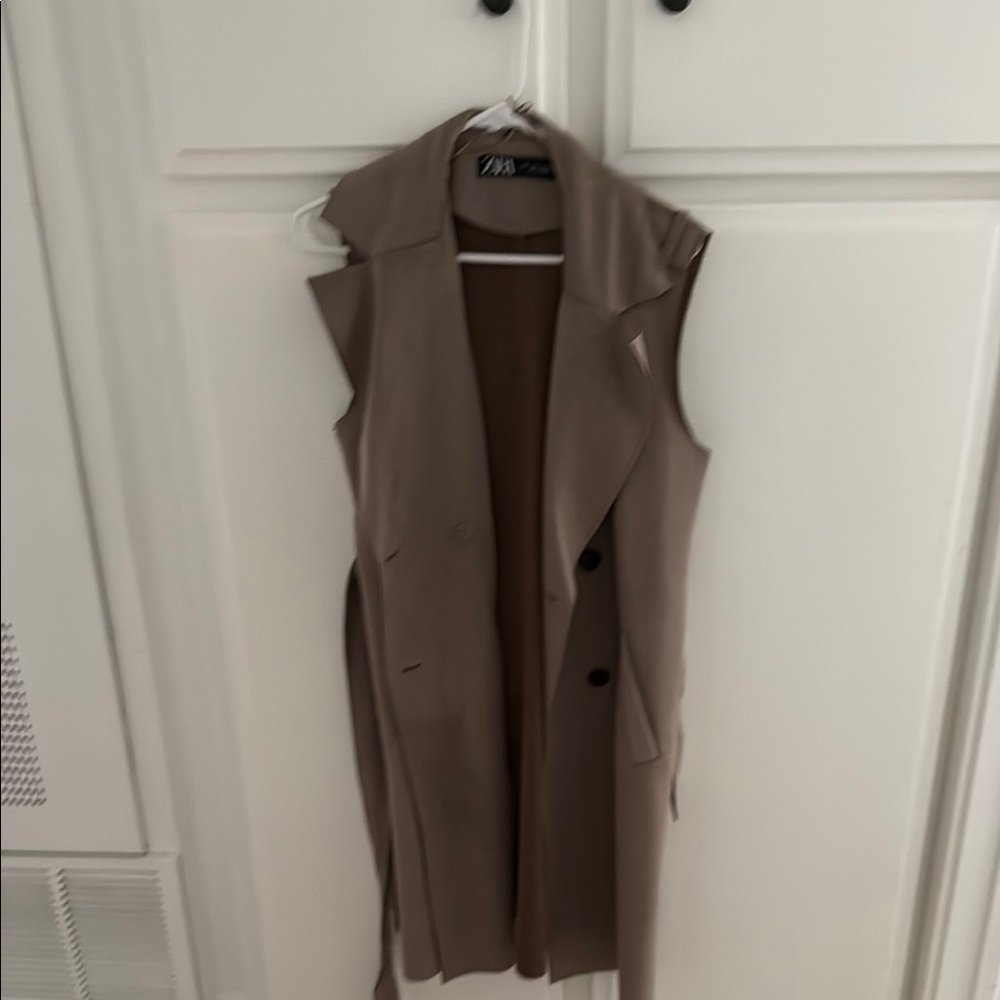 Zara Tan Sleeveless Trench Coat